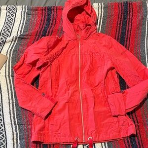 Columbia hooded zip shirt-jac, salmon, size large